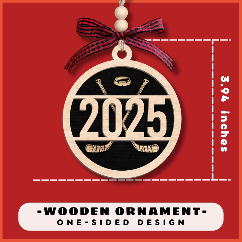 MAPDTWO Hockey Ornament - Hockey Ornaments for Christmas Tree - Sports Gifts for Boys, Men - Sports Lovers Gifts - Wood Christmas Ornament 2025 - Image 2